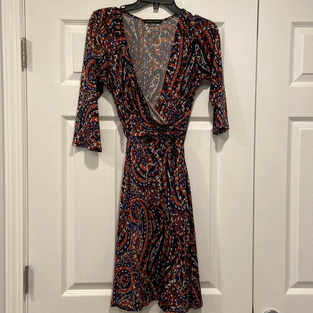 Janette Fashion faux wrap dress short large
